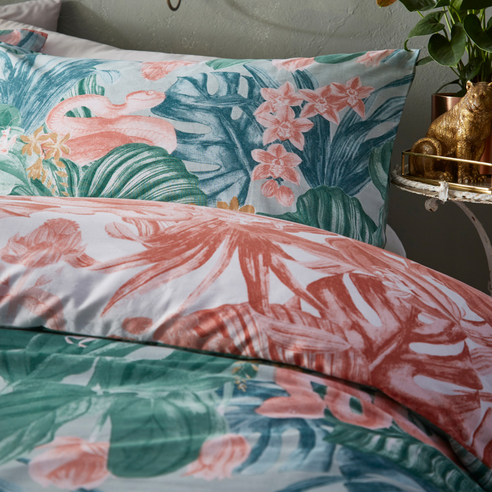 furn. Medinilla Double Sage and Blush Tropical Duvet Cover Set Image 3