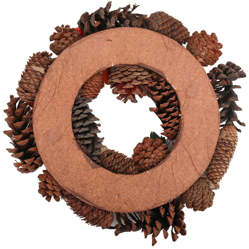Living and Home Wreath Candle Holder with Maple Cone Berries and Pumpkins 30cm Image 3