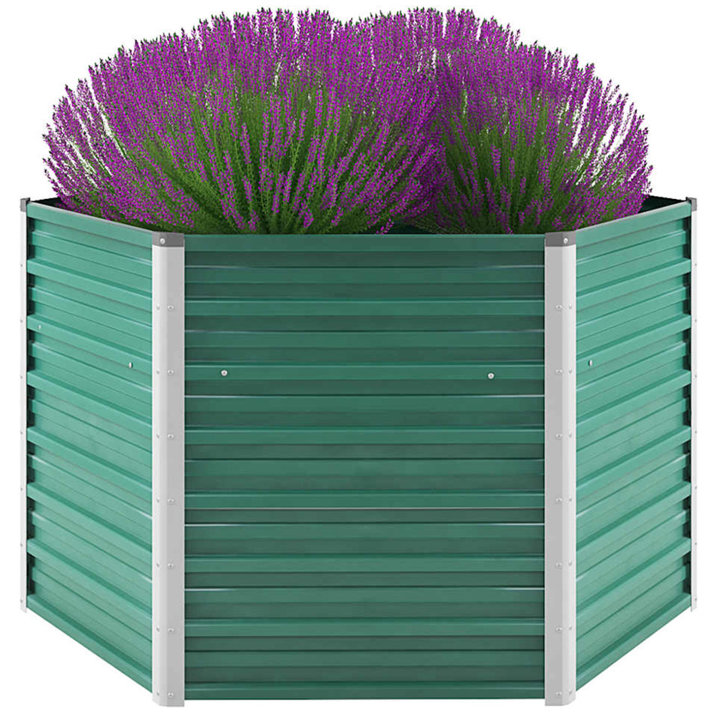 vidaXL Green Galvanised Steel Raised Garden Bed 129 x 129 x 77cm Image 2