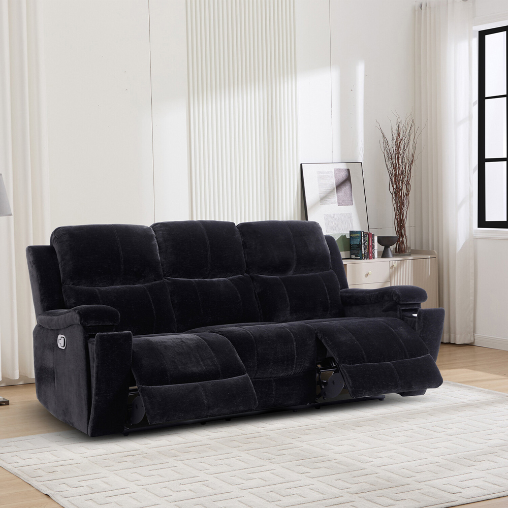 Ledbury 3 Seater Recliner Sofa Black Image 5