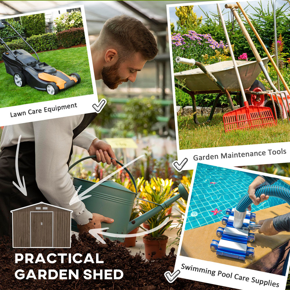 Outsunny 7 x 4ft Brown Sloped Roof Garden Shed Image 6