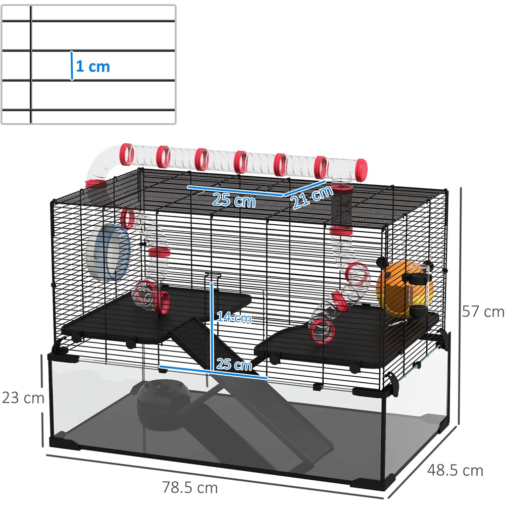 PawHut Black 2 Ramp Hamster Cage Image 8