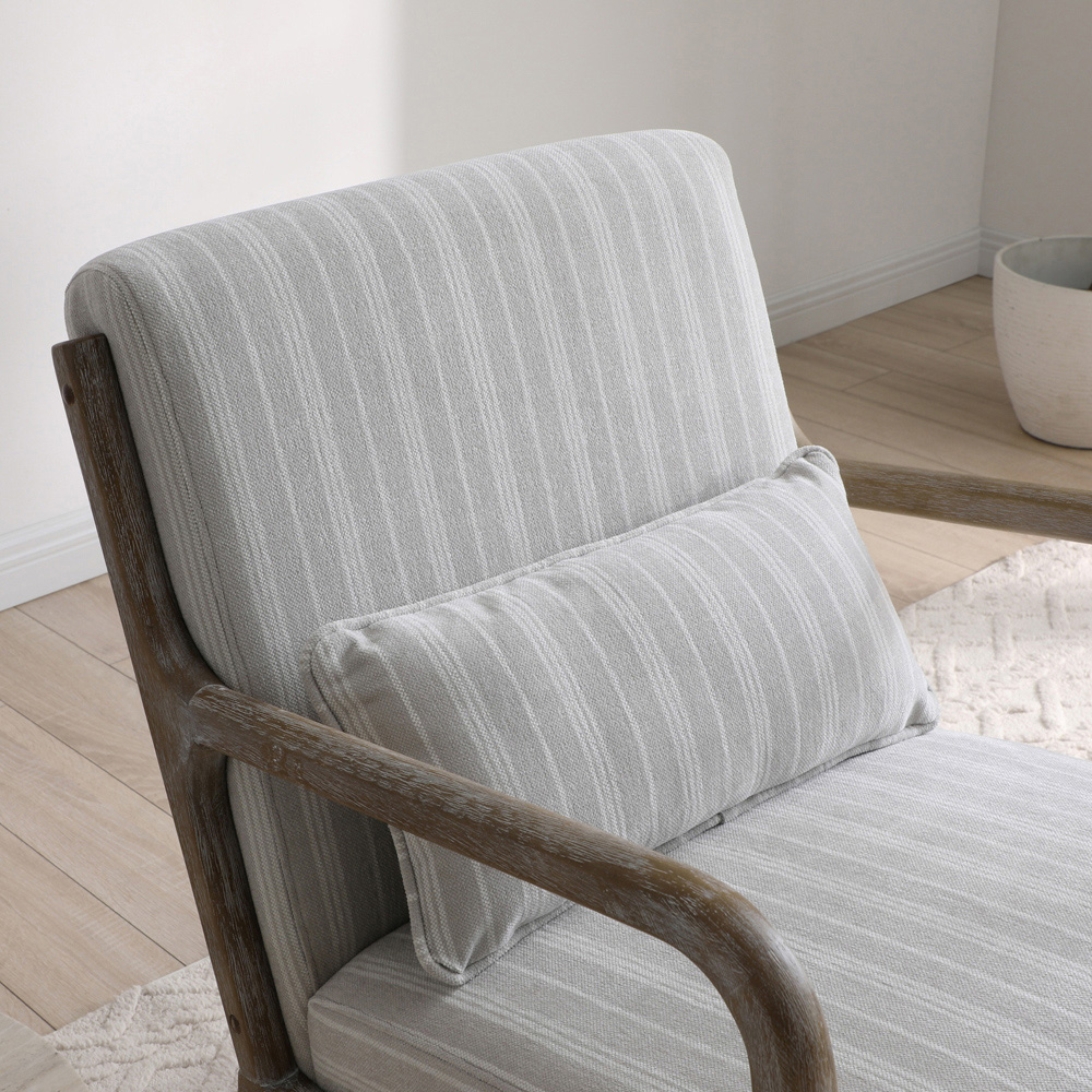 Otis Natural Stripe Chenille Light Frame Static Armchair with Bolster Cushion Image 6