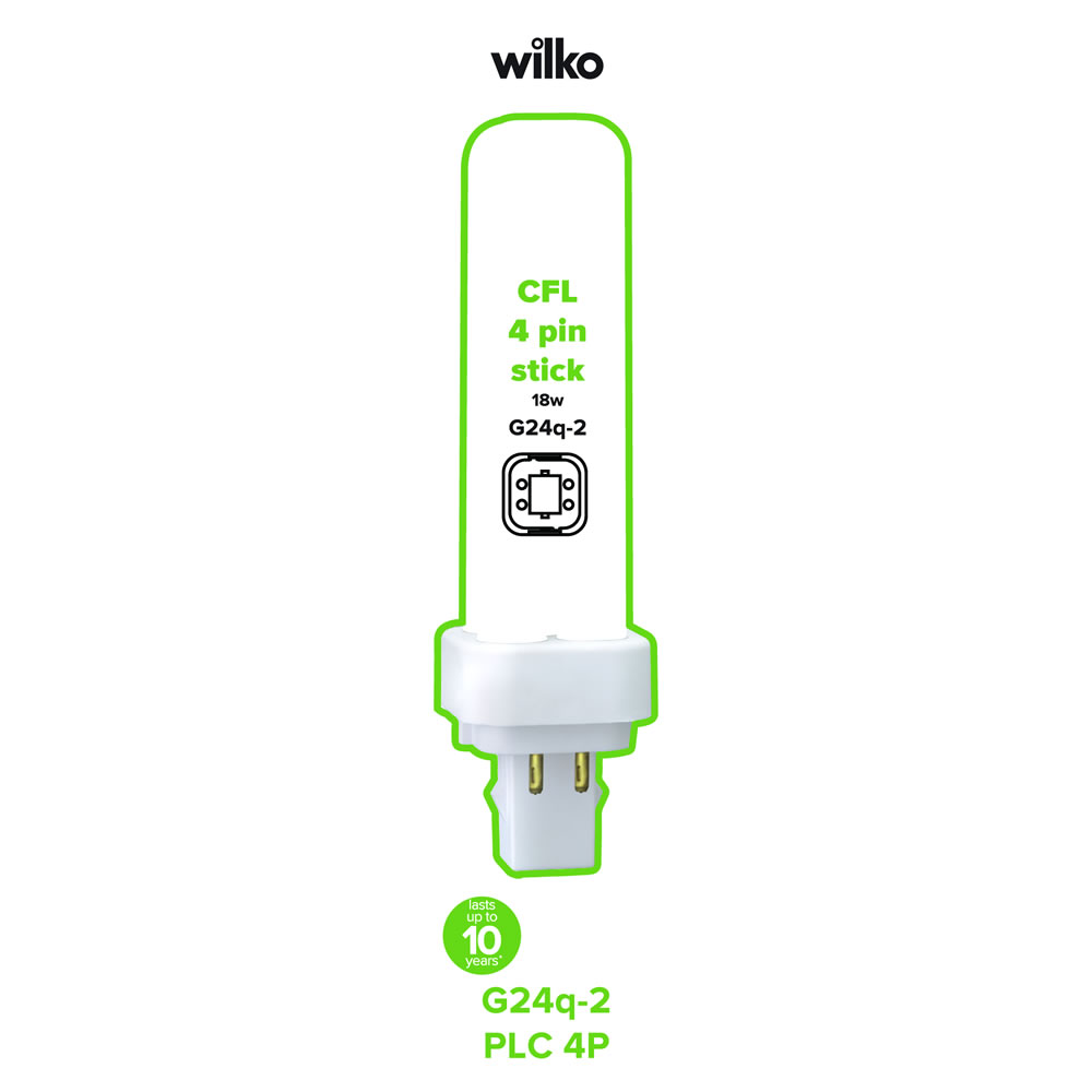 Wilko 1 pack 4 Pin G24q-2 CFL 18W Energy Saving Li ght Bulb Image 3