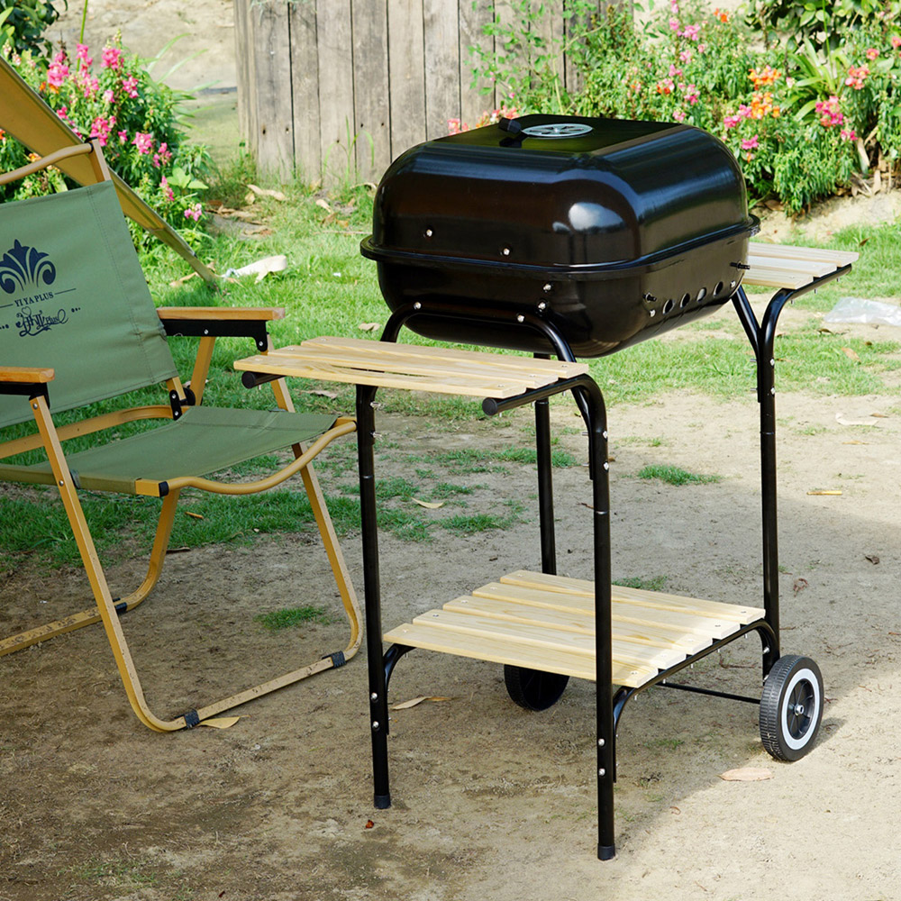 Gr8 Garden Hambur Portable Charcoal BBQ Grill Portable Trolley with Side Tables Image 7