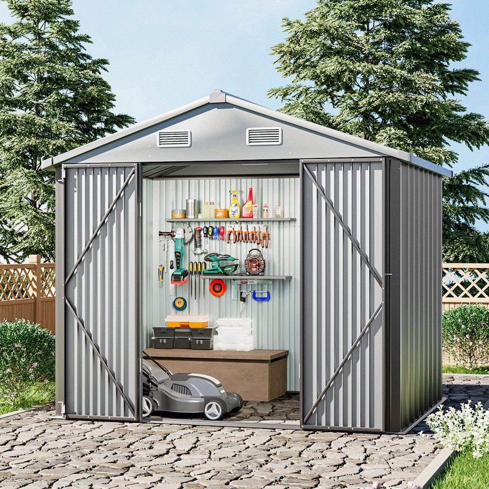 Living and Home 6 x 7.5ft Lockable Door Outdoor Metal Storage Shed Image 4