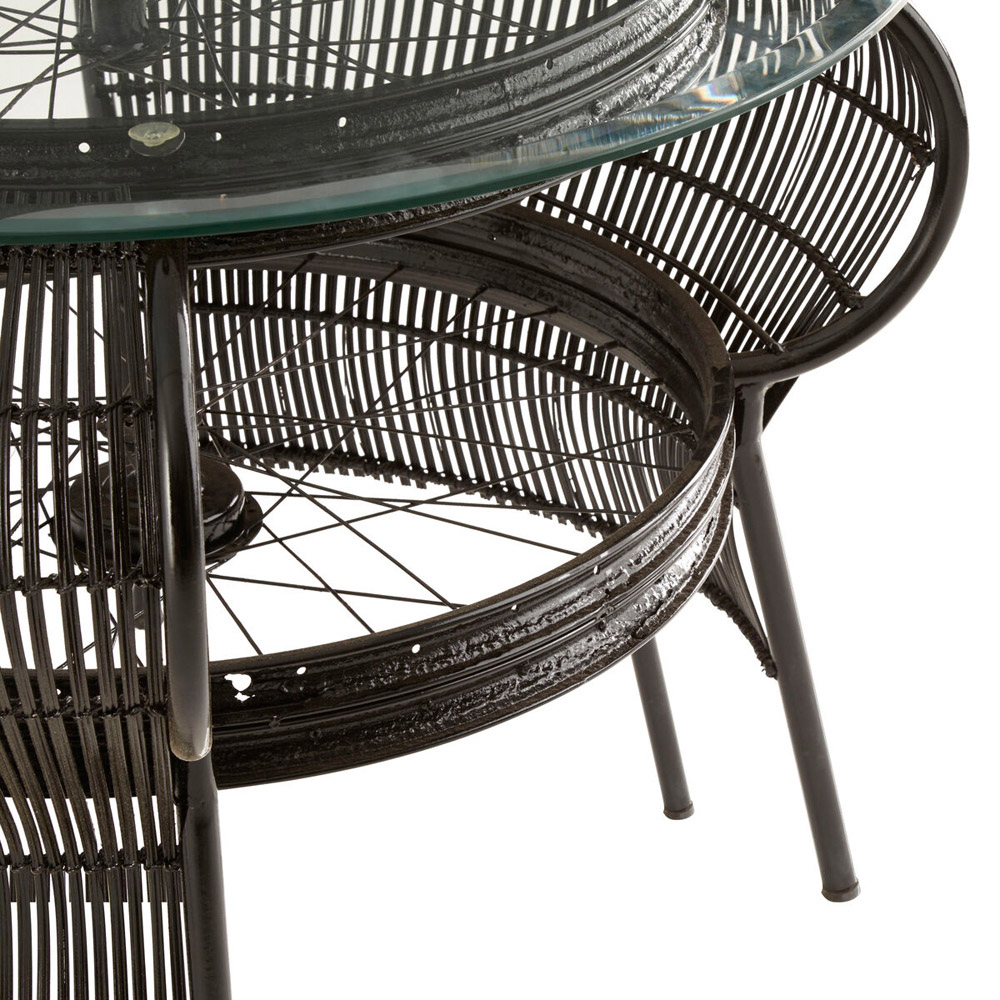 Premier Housewares Mantis Black Finish Bicycle Wheel Design Coffee Table Image 4