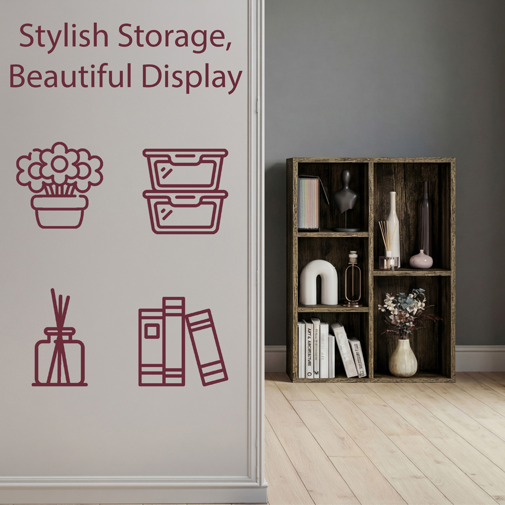 VIDA DESIGNS 5 Shelf Dark Wood Cube Storage Unit Image 7