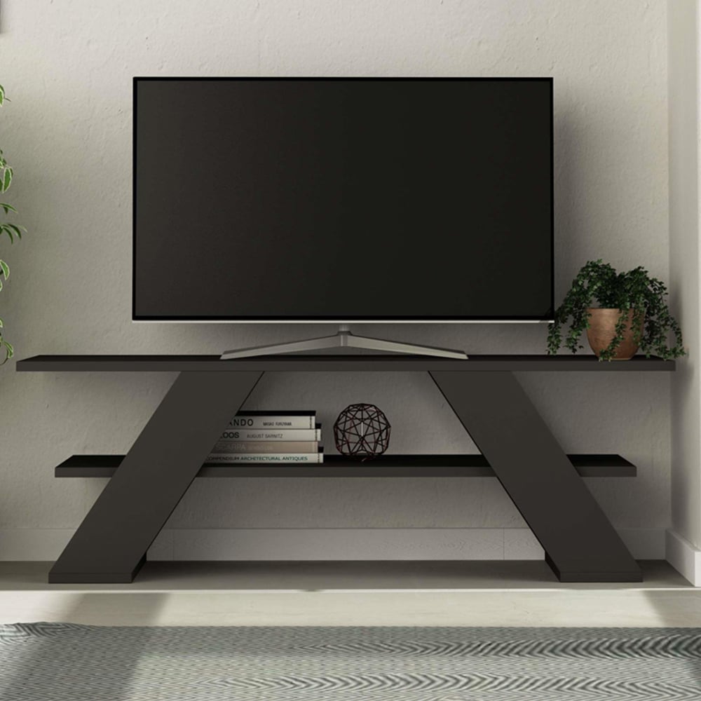 Decortie Farfalla Single Shelf Anthracite Modern TV Unit Image 1