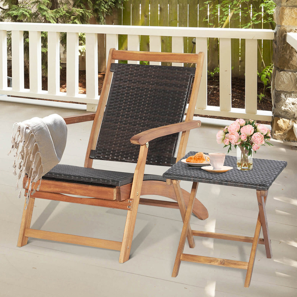 Costway Folding Lounge Chair with Side Table Image 7