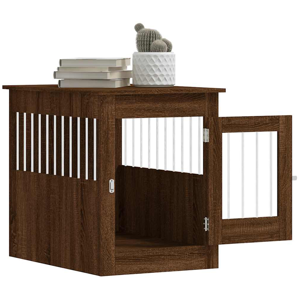 vidaXL Brown Oak Processed Wood Dog Crate Furniture 55 x 80 x 68cm Image 4