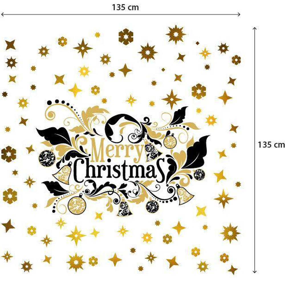 Walplus Bright Merry Christmas with Golden Snowflakes Self Adhesive Wall Sticker 121 Piece Image 5
