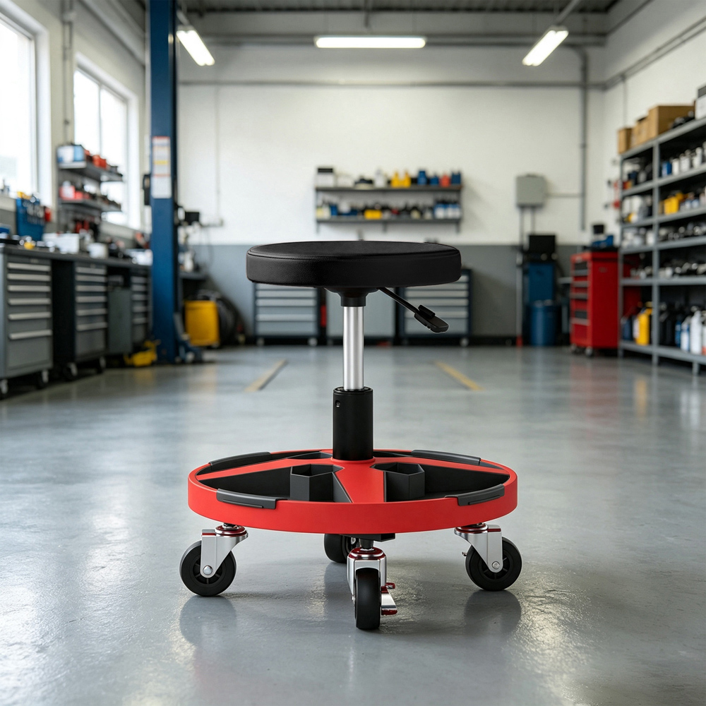 HOMCOM Black Height Adjustable Rolling Mechanic Stool 135kg Image 2