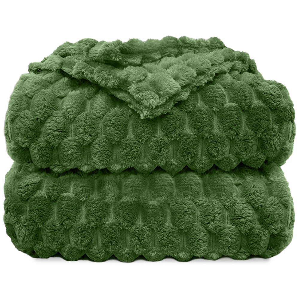 Velosso Olive Chunky Popcorn Throw 200 x 240cm Image 1