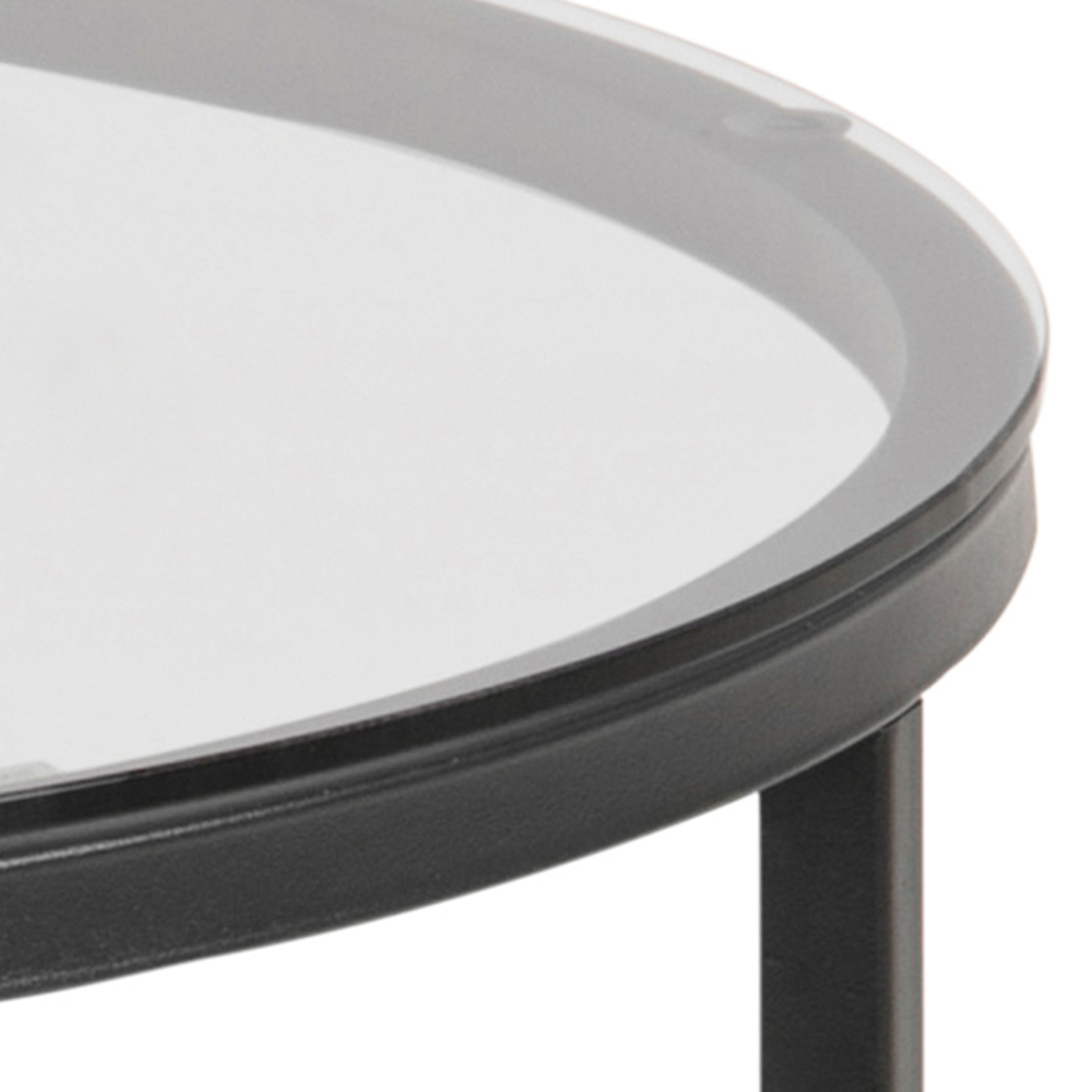 Florence Cross Round Smoked Glass Top Metal Side Table Image 4