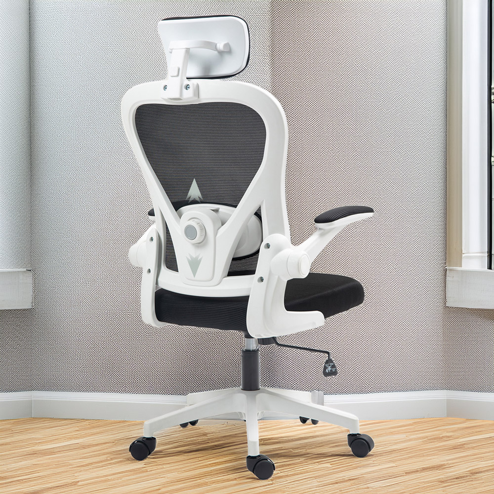 Portland Black Mesh Ergonomic Office Chair with Headrest and Lumbar Support Image 1