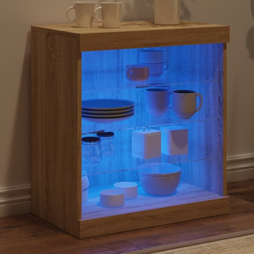 vidaXL 4 Shelf Sonoma Oak Sideboard with RGB LED Lights Image 1