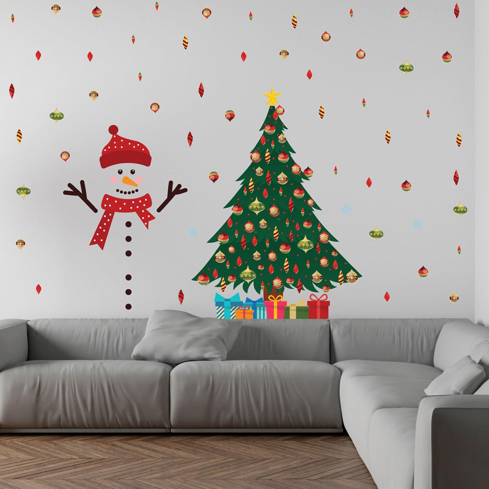 Walplus Cute Snowman By The Tree Self Adhesive Wall Sticker 111 Piece Image 2