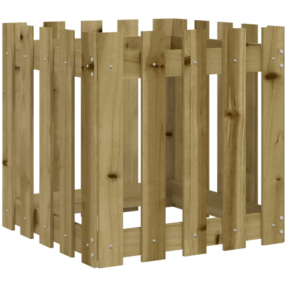 vidaXL Brown Impregnated Solid Pine Wood Garden Planter 50 x 50 x 50cm Image 3