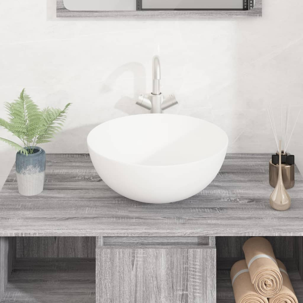 vidaXL White Ceramic Round Wash Basin 150 x 360mm Image 2