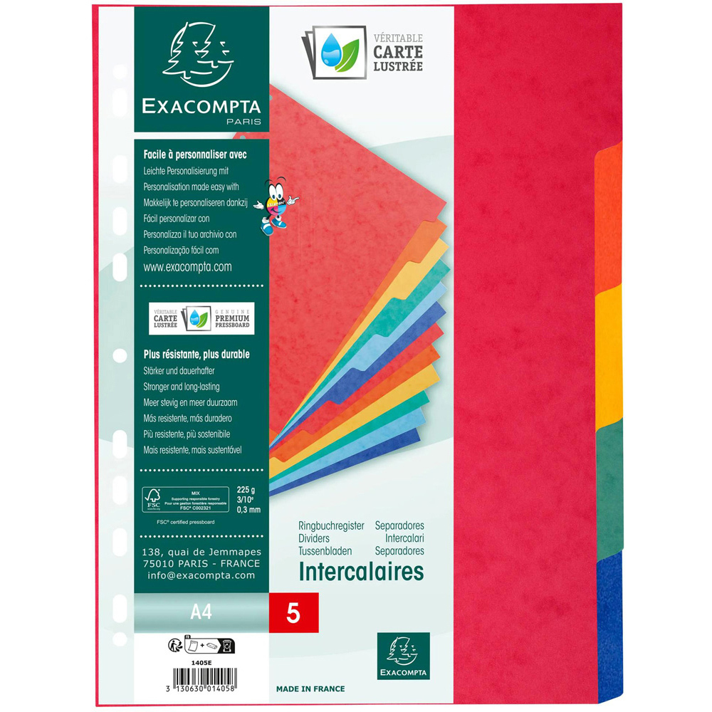 Exacompta A4 5 Section Assorted Colour Lightweight Divider 25 Pack Image 3