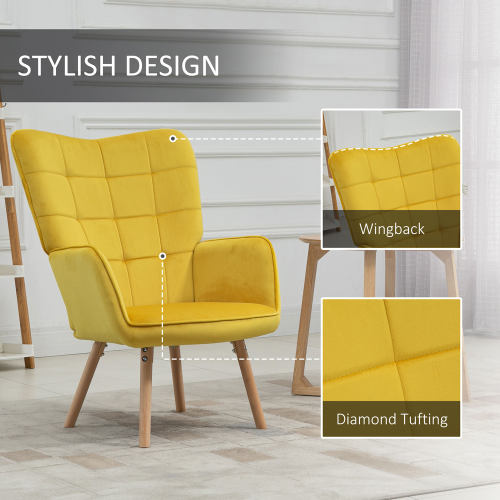 Portland Yellow Tufted Wingback Armchair Image 6