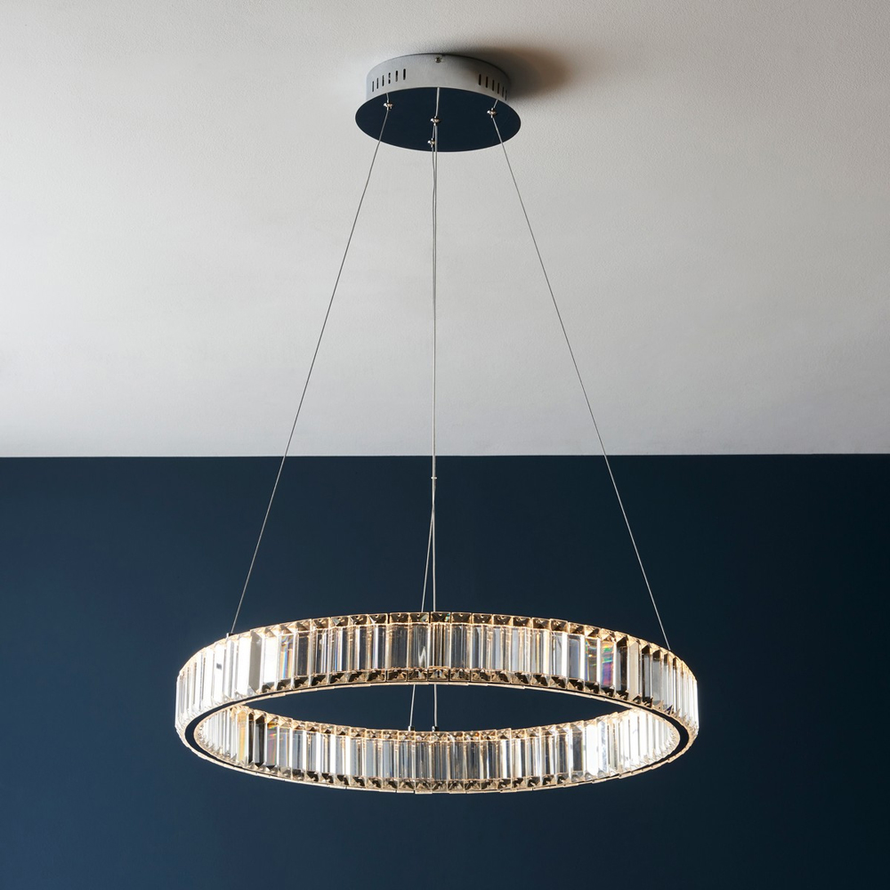 Merano Foggia Chrome Plate Crystal Pendant Ceiling Lamp Image 2
