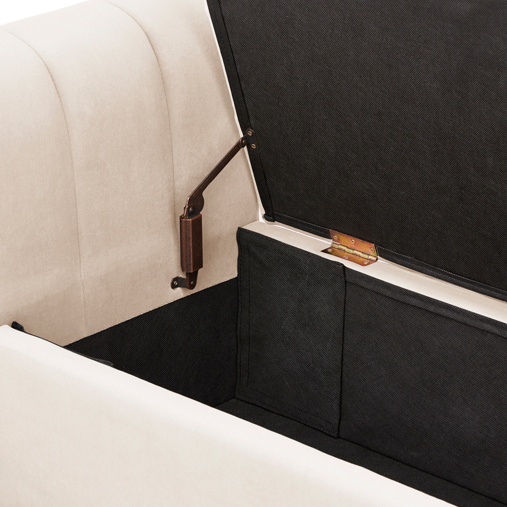 GFW Pettine Natural Plush Velvet Ottoman Storage Bench Image 5