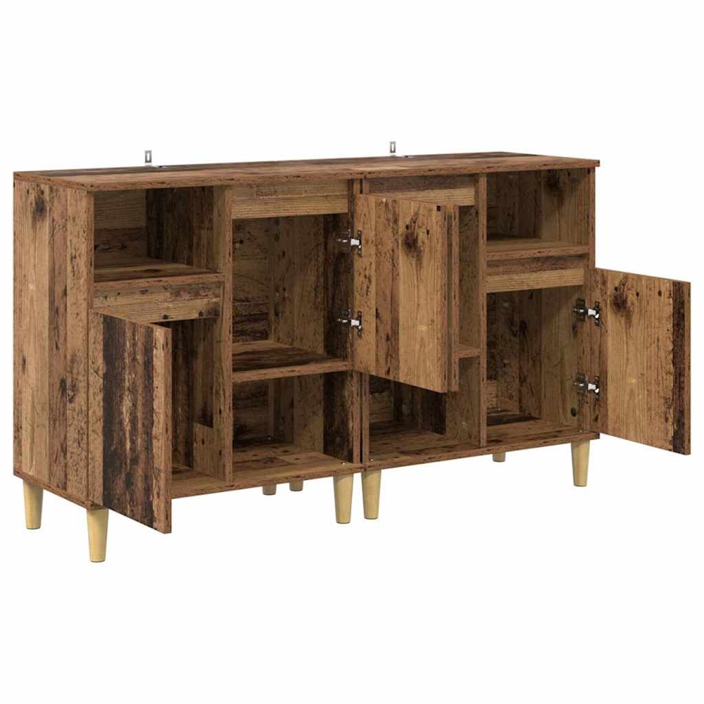vidaXL 2 Door 2 Open Shelf Old Wood Sideboard with Wooden Legs Set of 2 Image 6