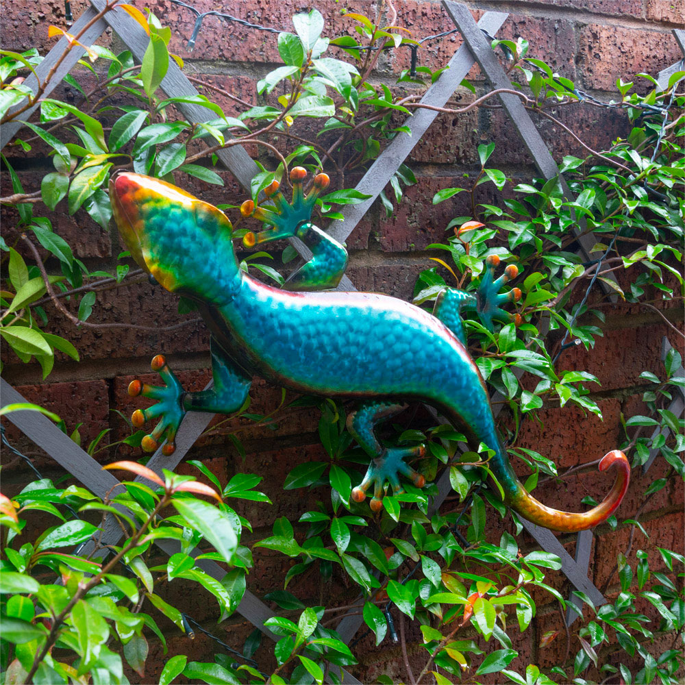 St Helens Multicolour Metal Gecko Garden Wall Ornament Image 4