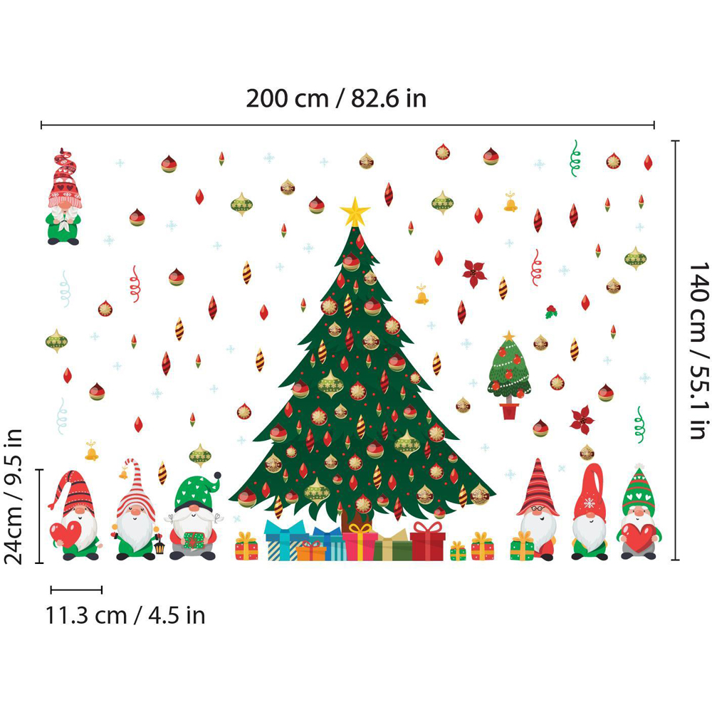 Walplus Merry Gnomes Around The Tree Self Adhesive Christmas Wall Stickers 151 Piece Image 6