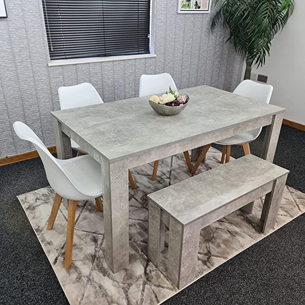 Portland Plastic Leather 6 Seater Dining Set Stone Grey and White Image 6