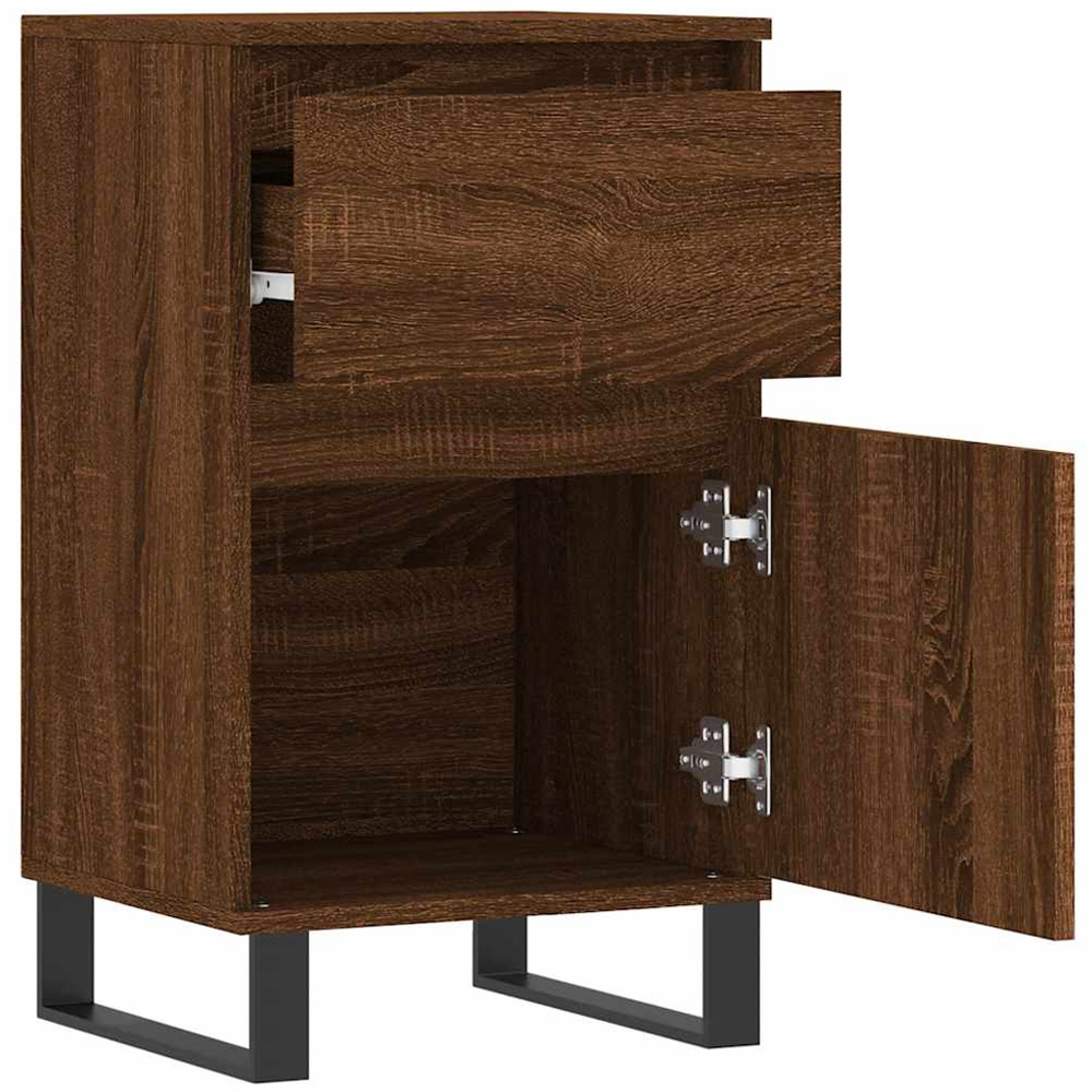 vidaXL Single Door Single Drawer Brown Oak Sideboard Set of 2 Image 5