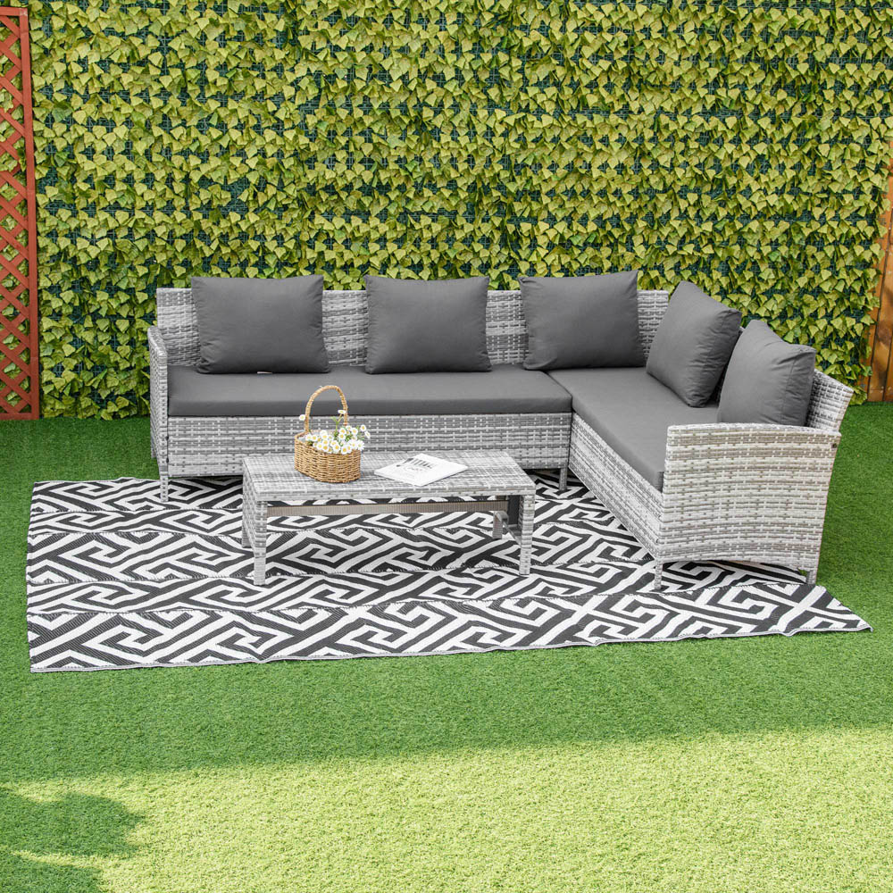 Outsunny Black and White Reversible Outdoor Rug 182 x 274cm Image 2