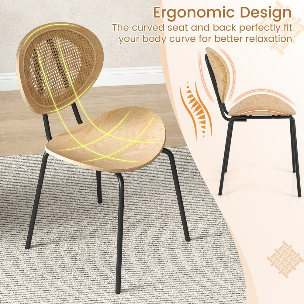 Costway Set of 2 Natural Rattan and Plywood Dining Chairs Image 8