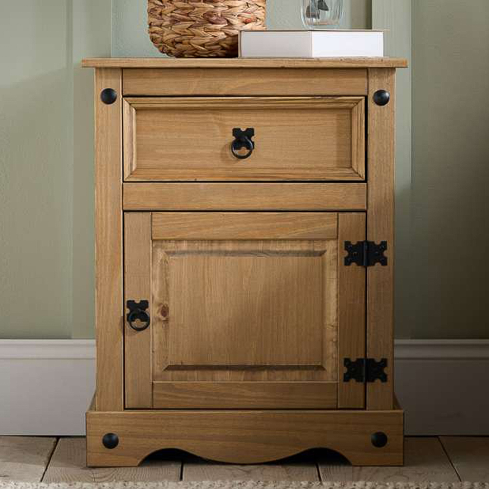 Corona Single Door Single Drawer Large Bedside Table Image 1