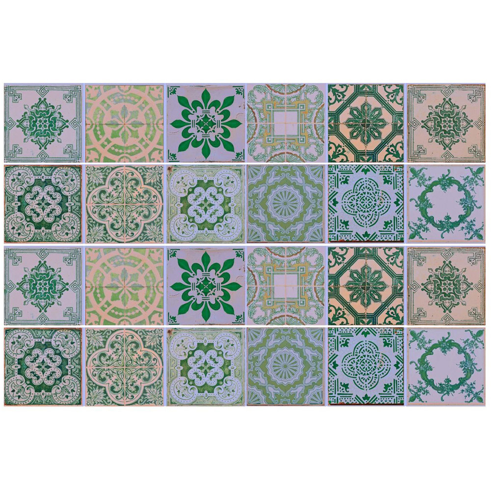 Walplus Vintage Green Antique Azulejo Wall Tile Sticker 15 x 15cm 24 Pack Image 2