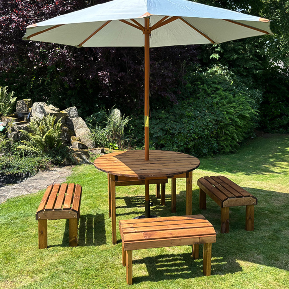 Charles Taylor Knights 4 Seater Round Garden Dining Bench Set Image 5