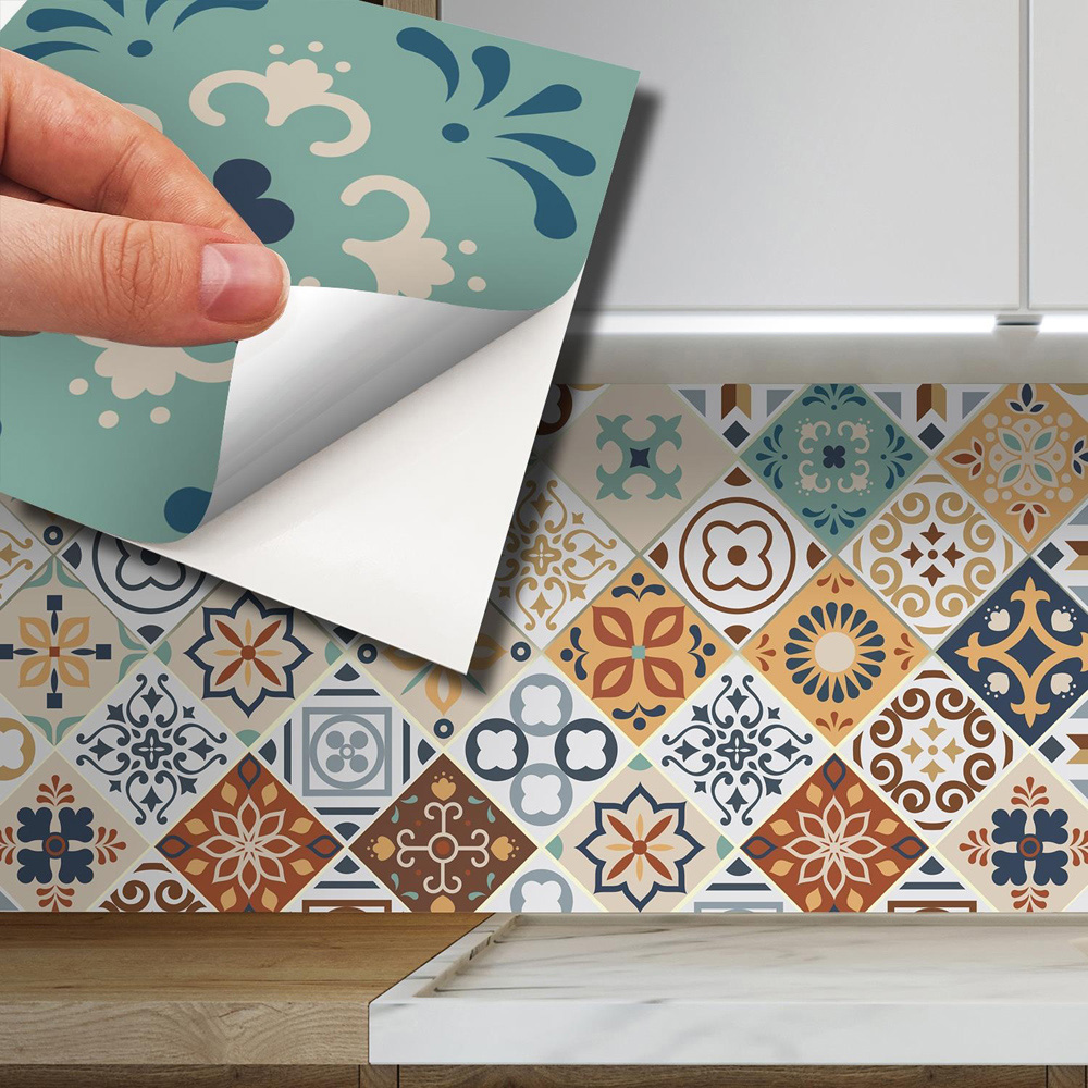 Wallplus Rabat Mediterranean Wall Tile Sticker 15 x 15cm 48 Pack Image 7