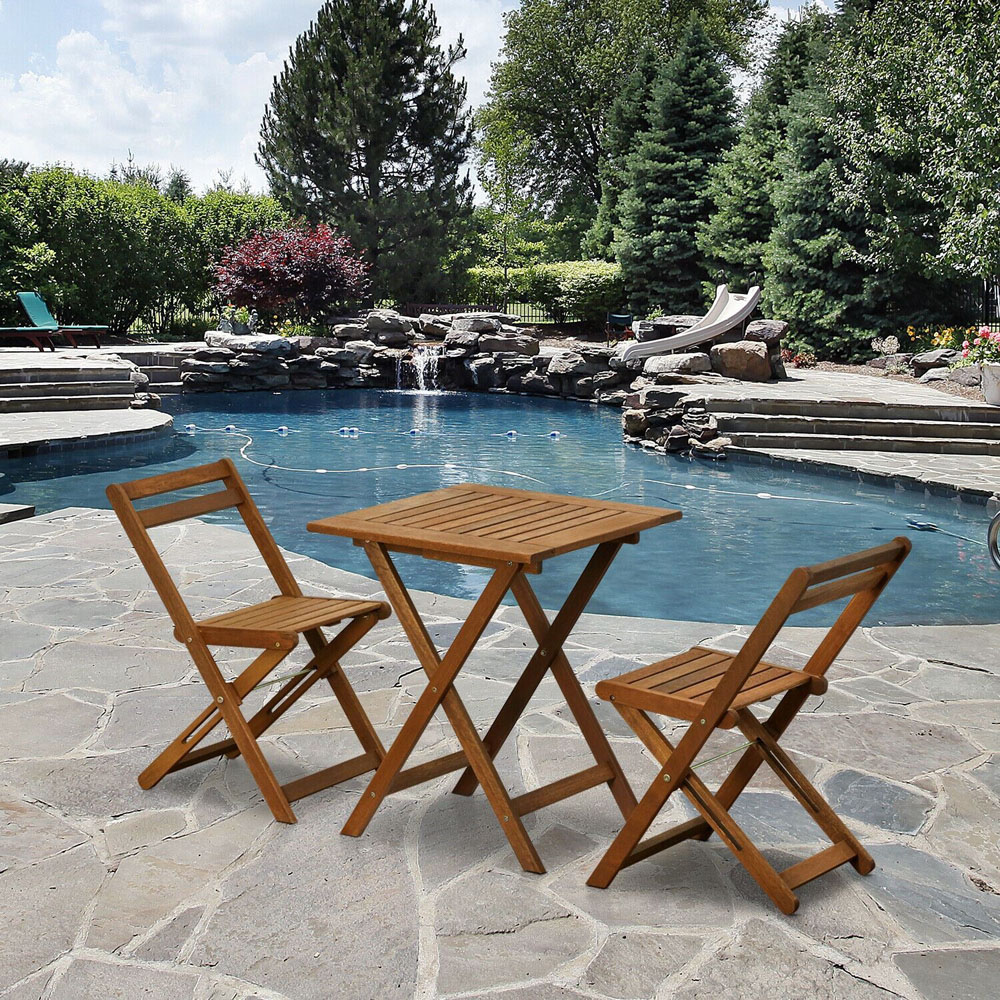 Walplus 2 Seater Teak Oil Hardwood Bistro Set Image 6