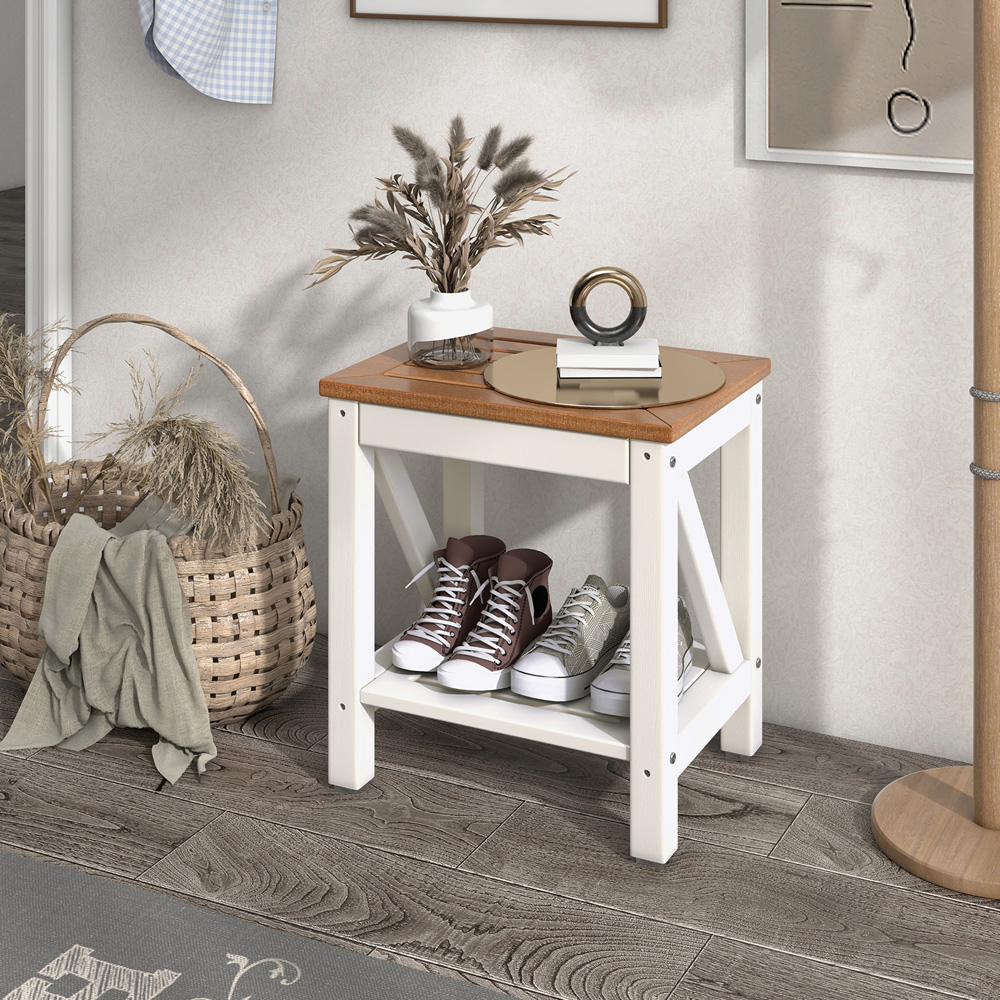Costway Single Shelf Brown Waterproof Shower Bench Image 5