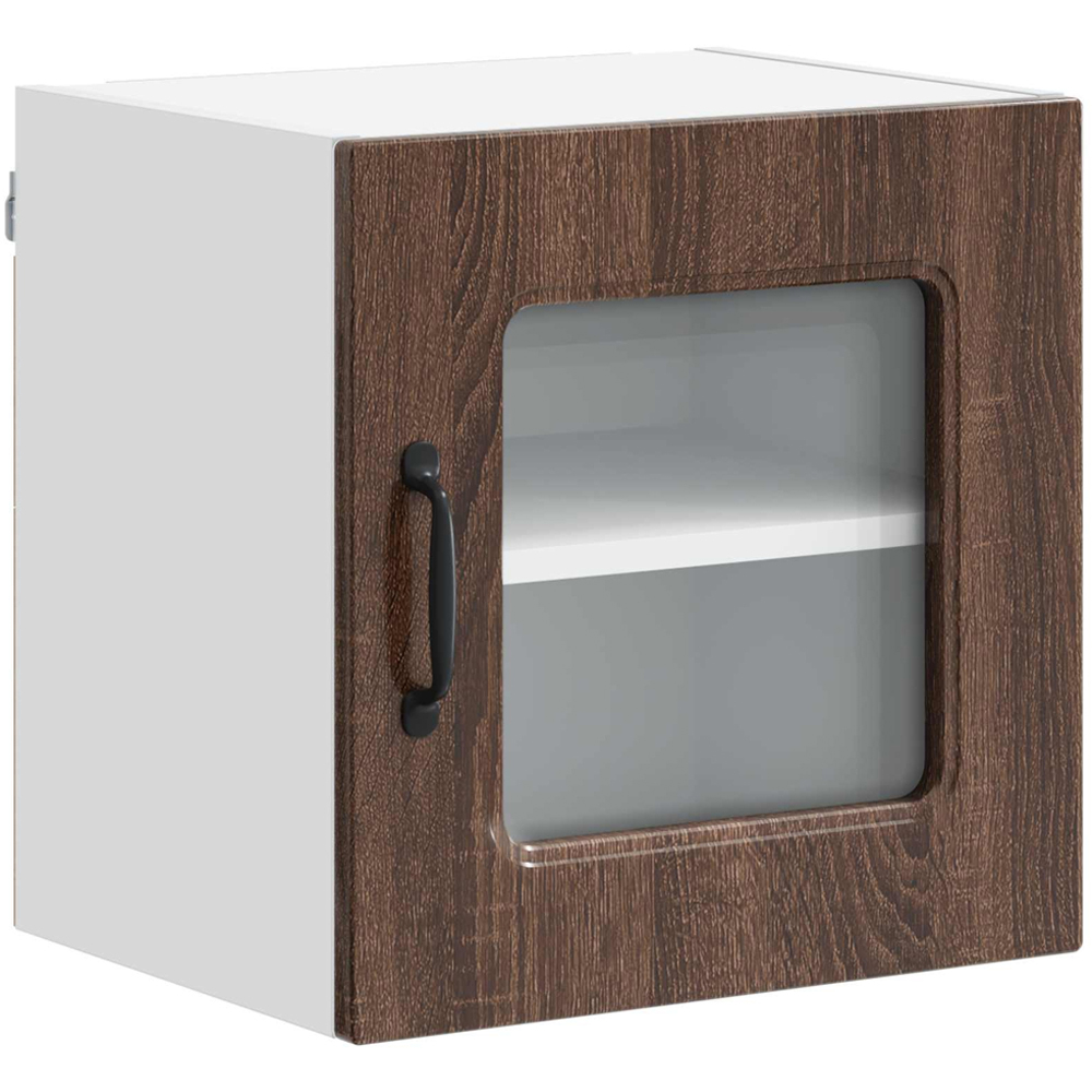vidaXL Kalmar Single Glass Door Brown Oak Wall Mounted Kitchen Cabinet Set of 2 Image 5