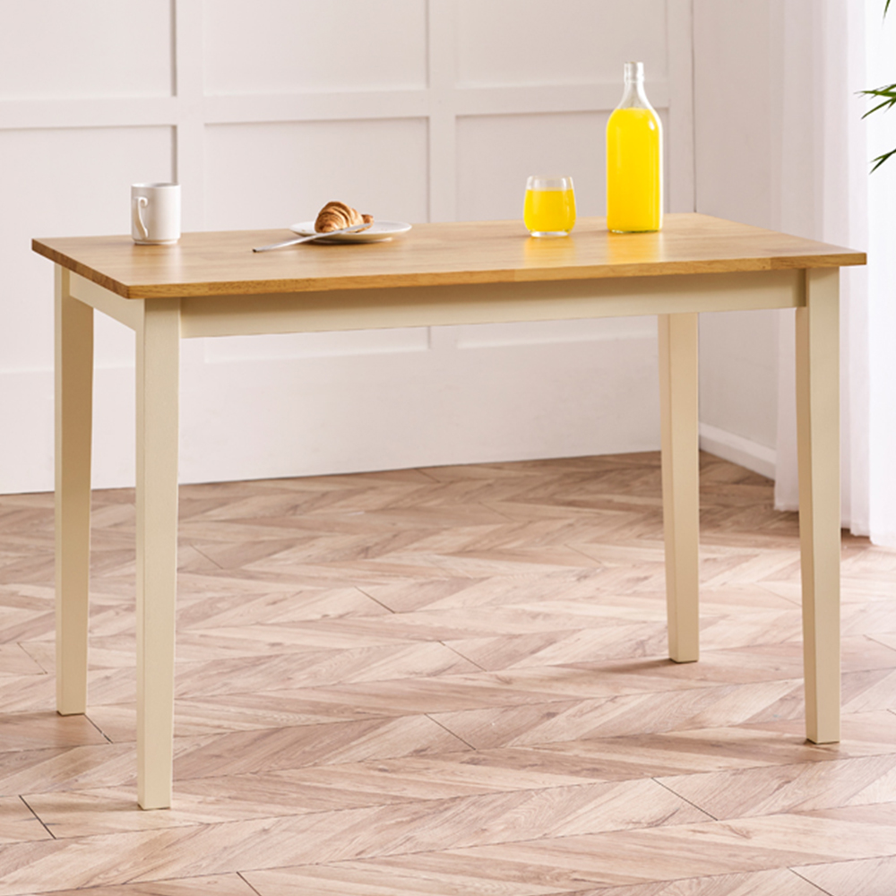 Furniturebox Salisbury 4 Seater Wooden Small Dining Table Oak and Cream Image 1
