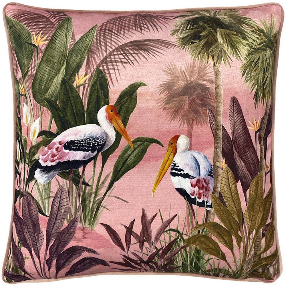 Paoletti Platalea Pink Botanical Cushion Image 1