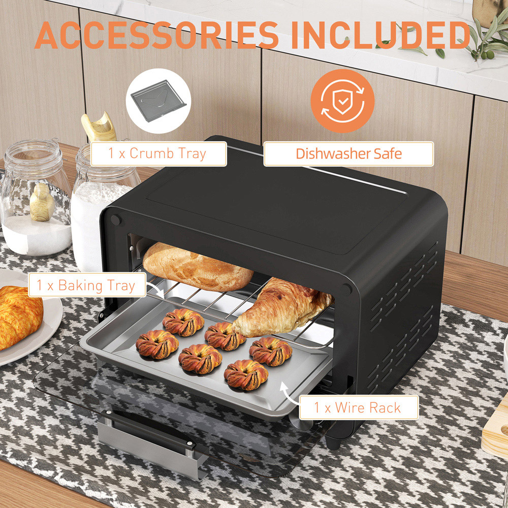 HOMCOM Black 12L Mini Countertop Toaster Oven Image 6