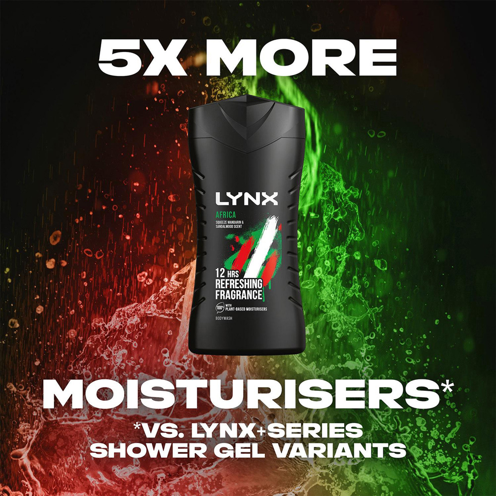 Lynx Africa Squeezed Mandarin and Sandalwood Shower Gel 225ml 6 Pack Image 5