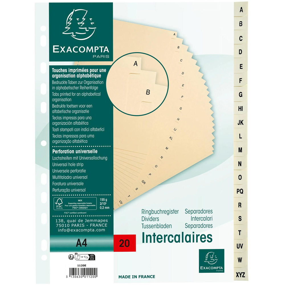 Exacompta A4 Ivory A-Z Divider 10 Pack Image 6