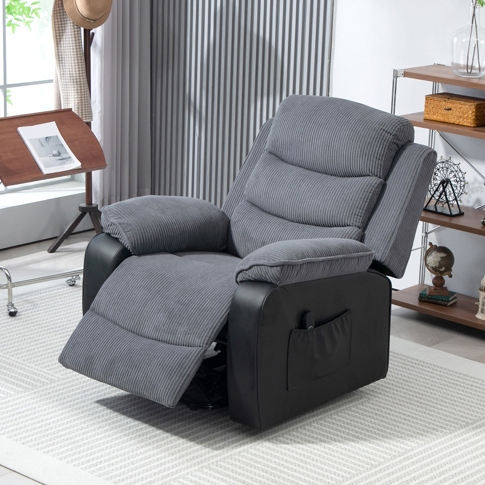 HOMCOM Dark Grey Patchwork Design Electric Power Lift Elderly Recliner Armchair Image 3