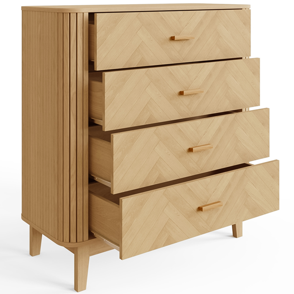 GFW Axel 4 Drawer Oak Chevron Pattern Chest of Drawers Image 4