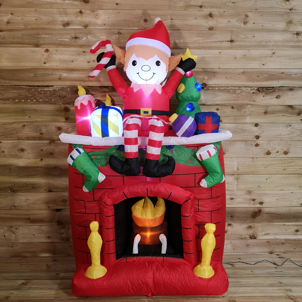 Premier Christmas Inflatable Fireplace with Elf and Presents Christmas Decoration 6.5 Image 3